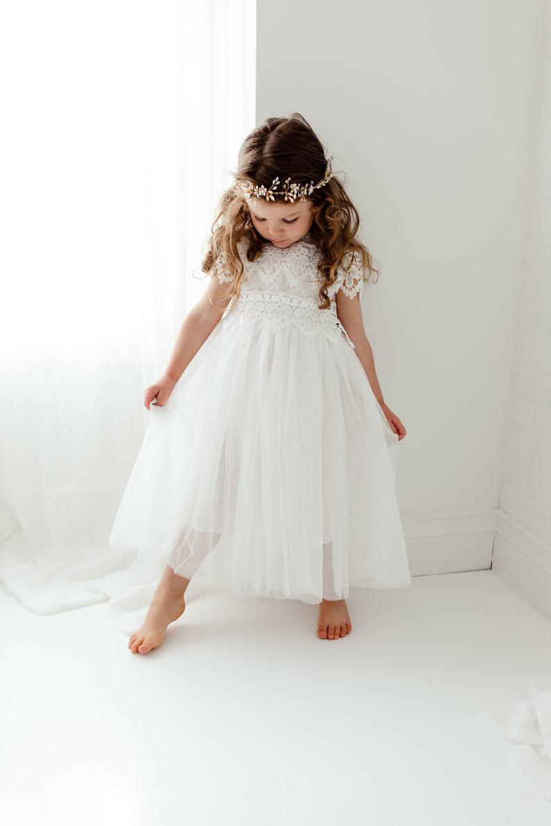 Flower Girl Dress Rhinestone First Holy Communion Gowns – Sunny Boutique  Miami