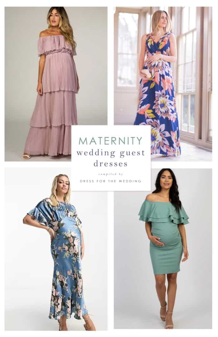 Article cover art showing of 4 models wearing maternity dresses for weddings and other special events.