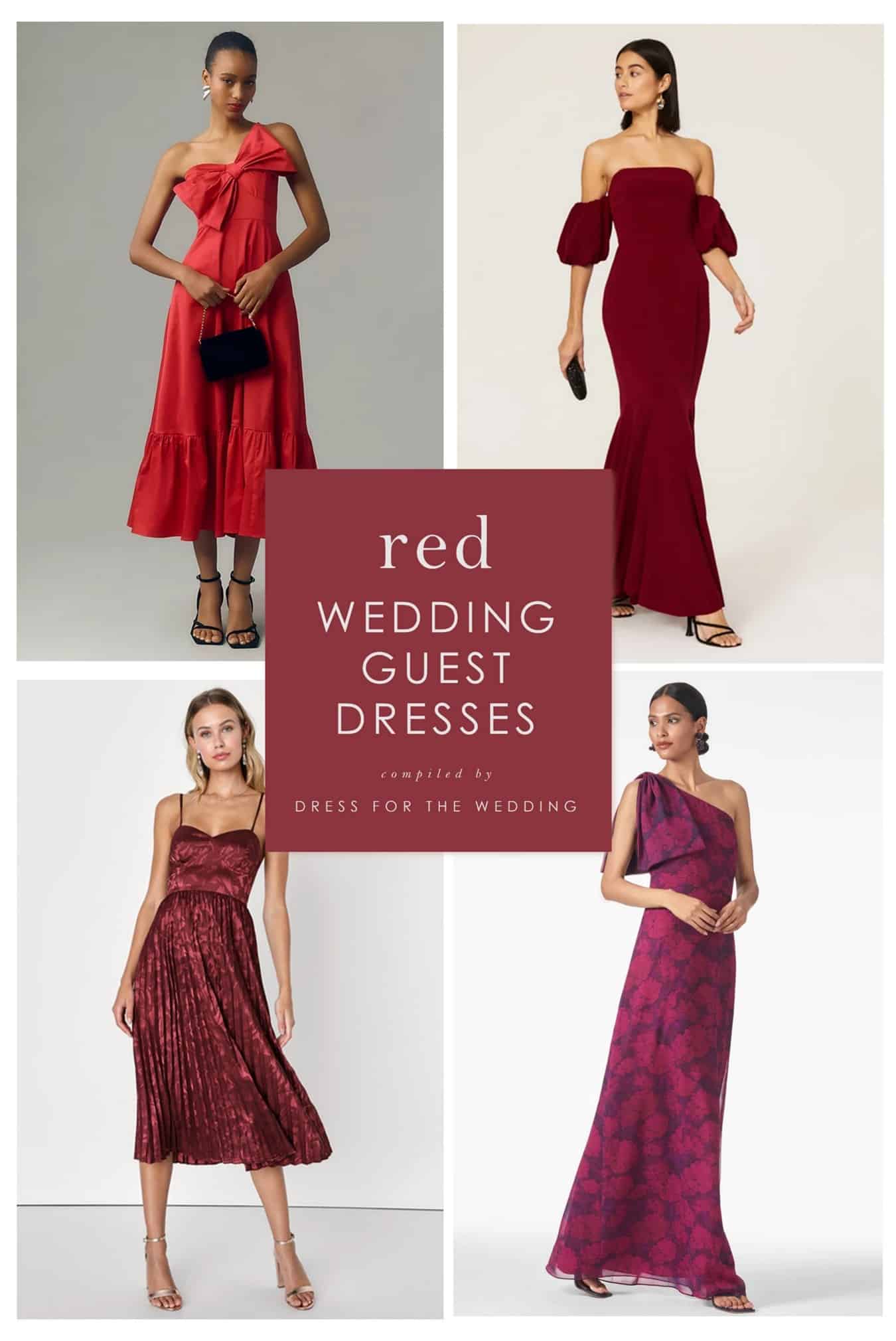 red dress at wedding as a guest