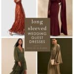 Collage of 4 dresses on models with long sleeves