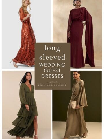Collage of 4 dresses on models with long sleeves