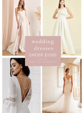 A collage of wedding dresses under $1000