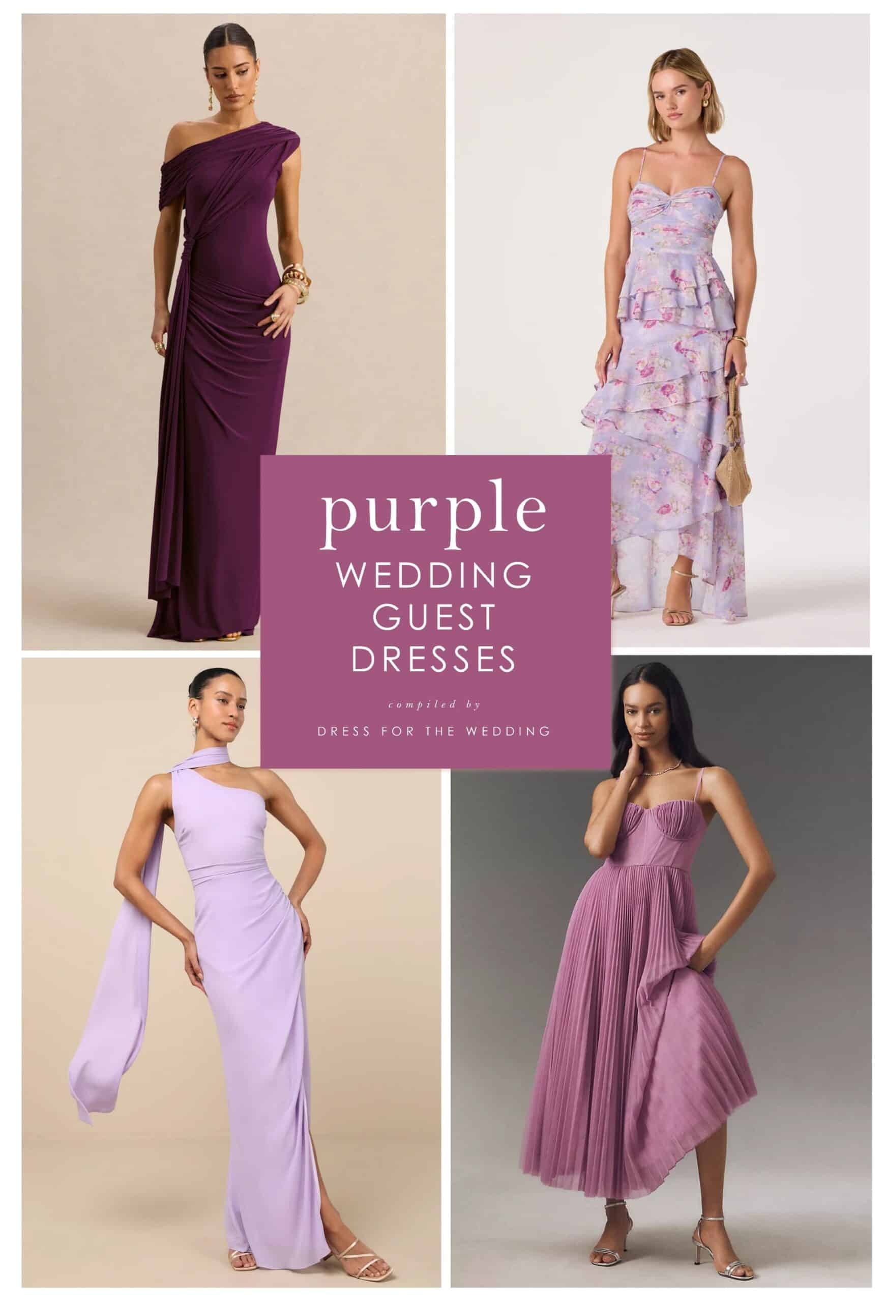 what to wear with purple dress to wedding Purple Wedding Guest Dresses